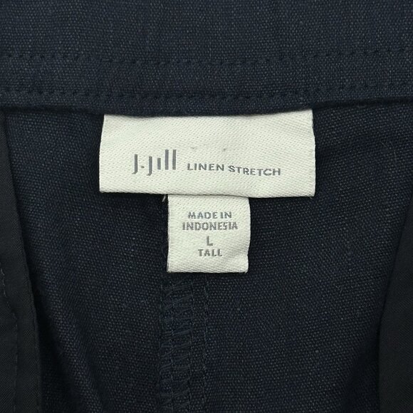 J Jill Linen Stretch Wide Leg Crop Women's Size Large Tall Navy Blue Pants - Picture 8 of 13